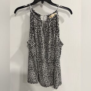 Michael Kors Black and White Leopard Print Blouse
